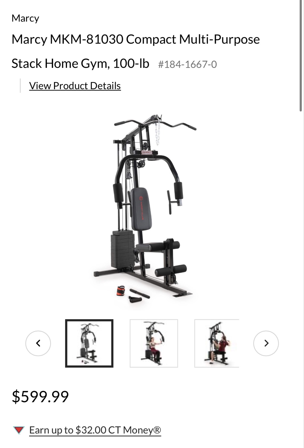 Marcy Compact Multi-Purpose Stack Home Gym, 100-lb