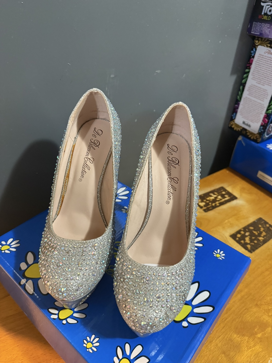 Silver Sparkle Platform Heels - Size 7 - photo 2