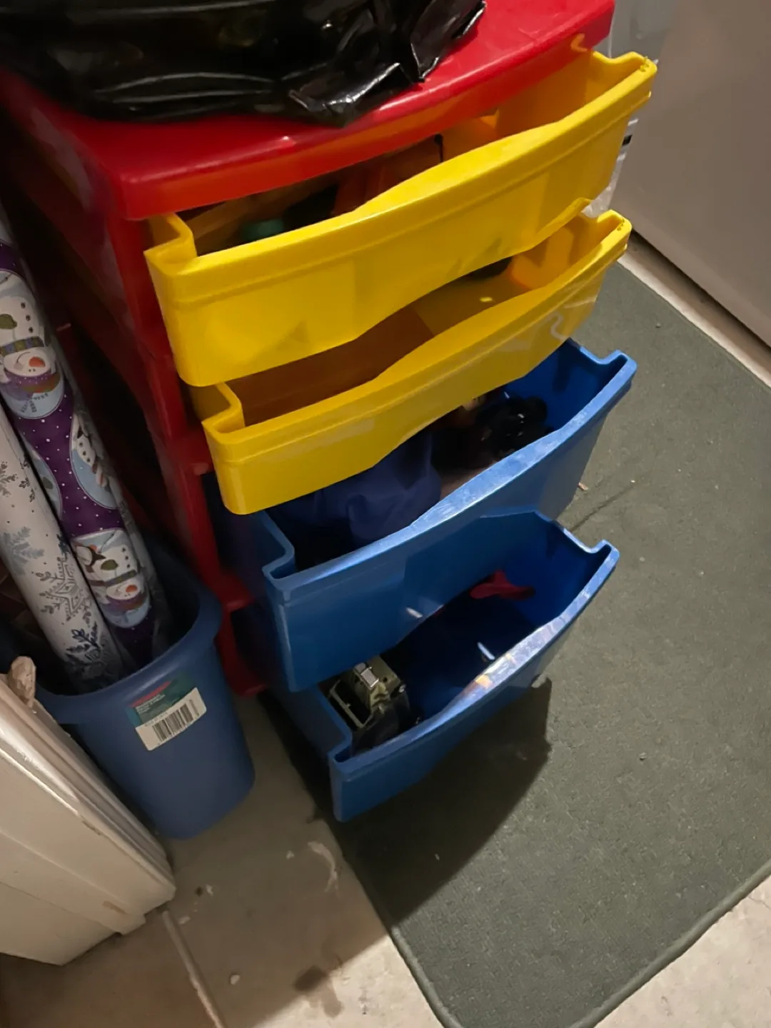Multi-coloured Plastic Storage Cart with Drawers thumbnail