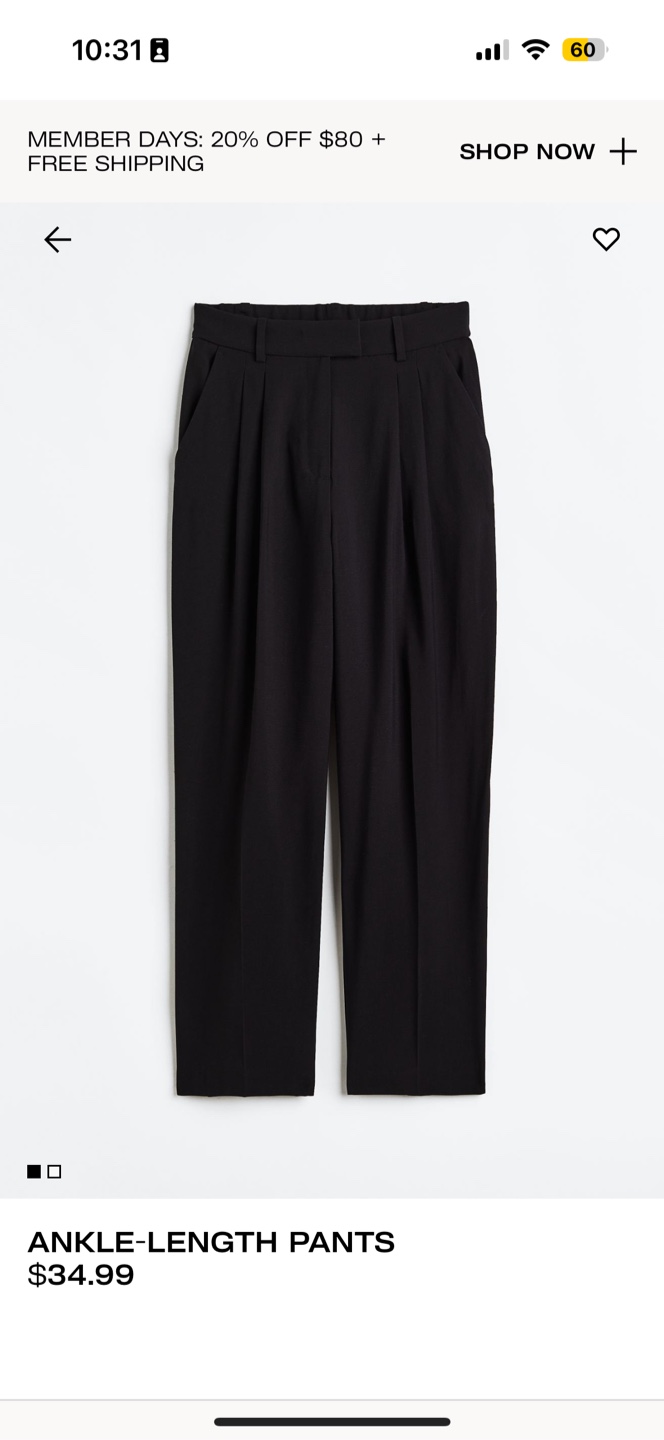 H&M Ankle-Length Black Pants NWT Size 4