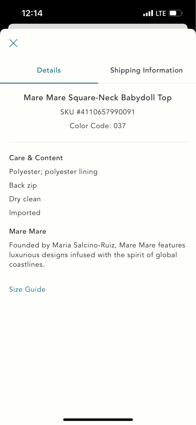 BNWT Anthropologie Mare Mare Square Neck Babydoll Top M image indicator(4)