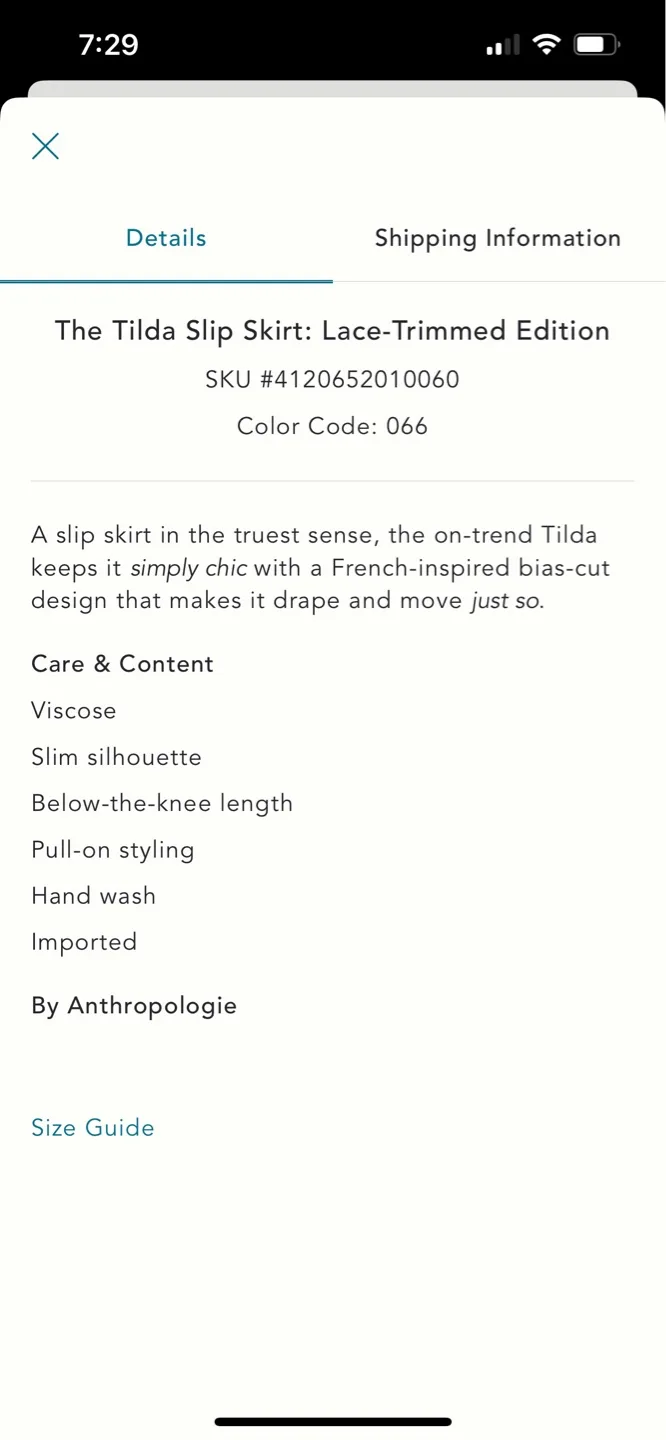 BNWT Anthropologie Tilda Slip Skirt XS image indicator(4)