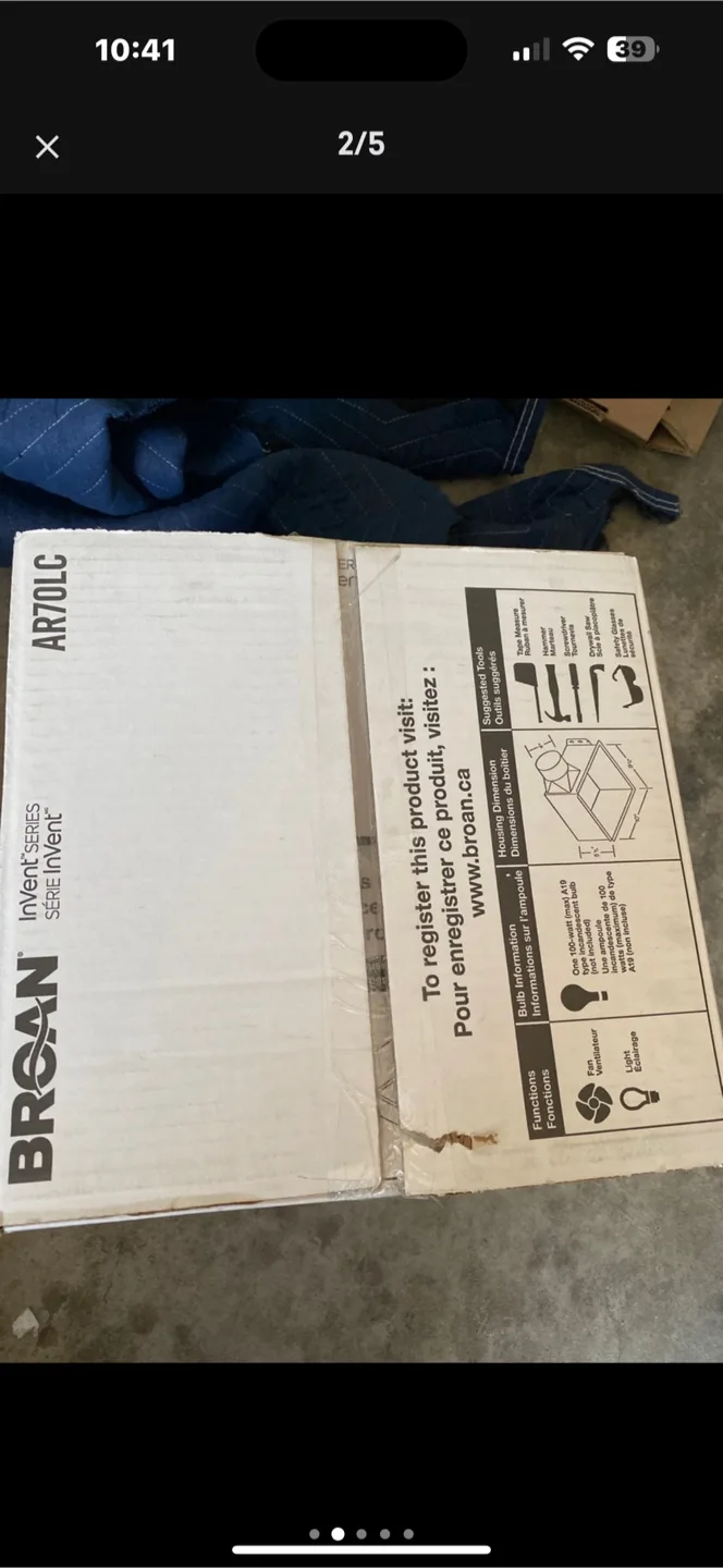 Broan AR70LC Ventilation Fan with Light - New in Box image indicator(2)