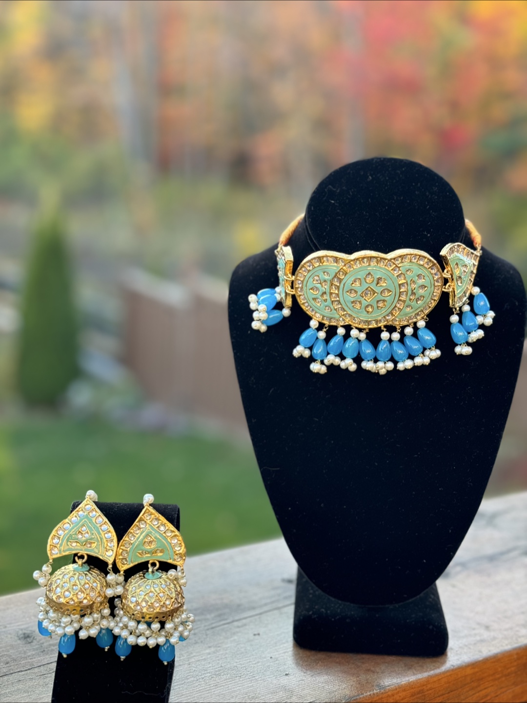 Gorgeous Kundan Choker Necklace Set - 3 Colours Available