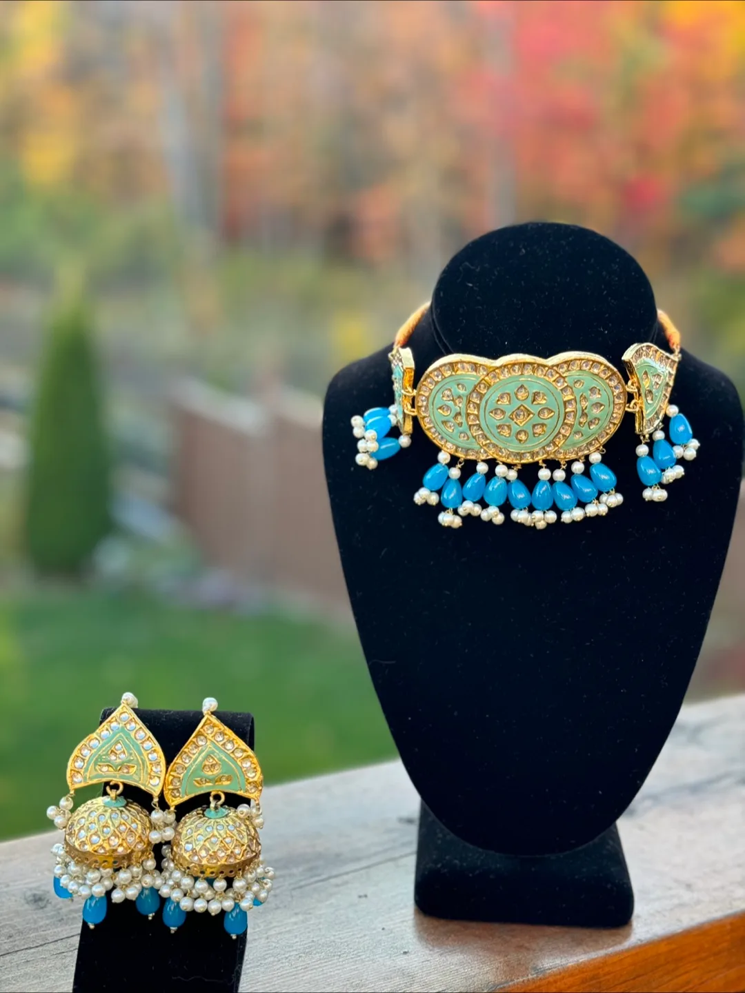 Gorgeous Kundan Choker Necklace Set - 3 Colours Available thumbnail