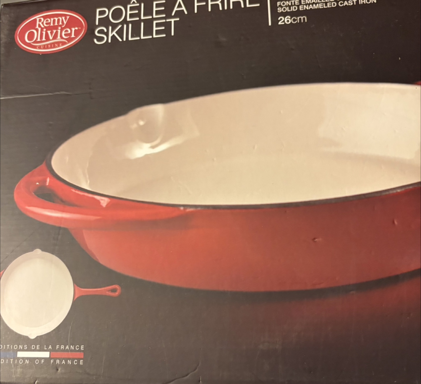 🧡 Red Remy Olivier 26cm Enamel Cast Iron Skillet