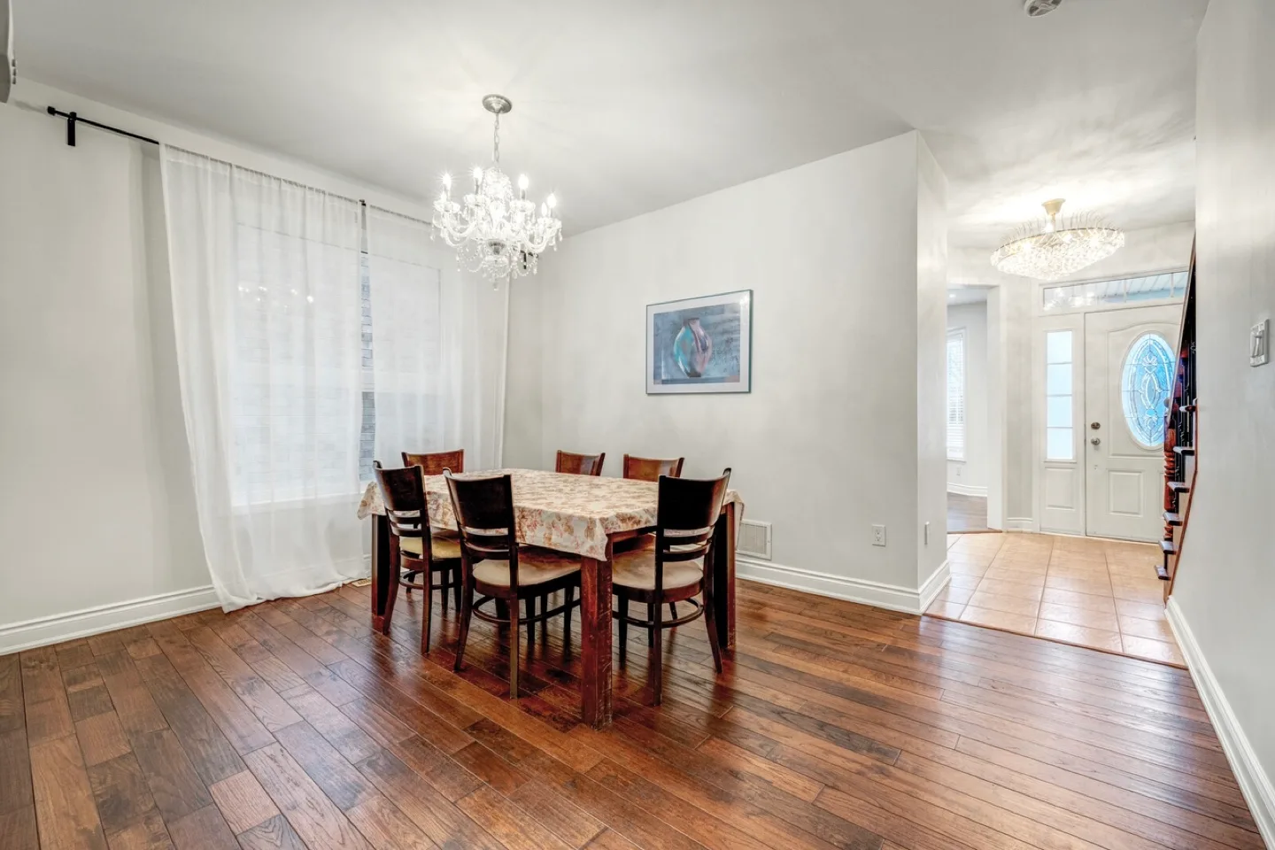 Six-Chair Dark Brown Wooden Dining Table Set image indicator(2)