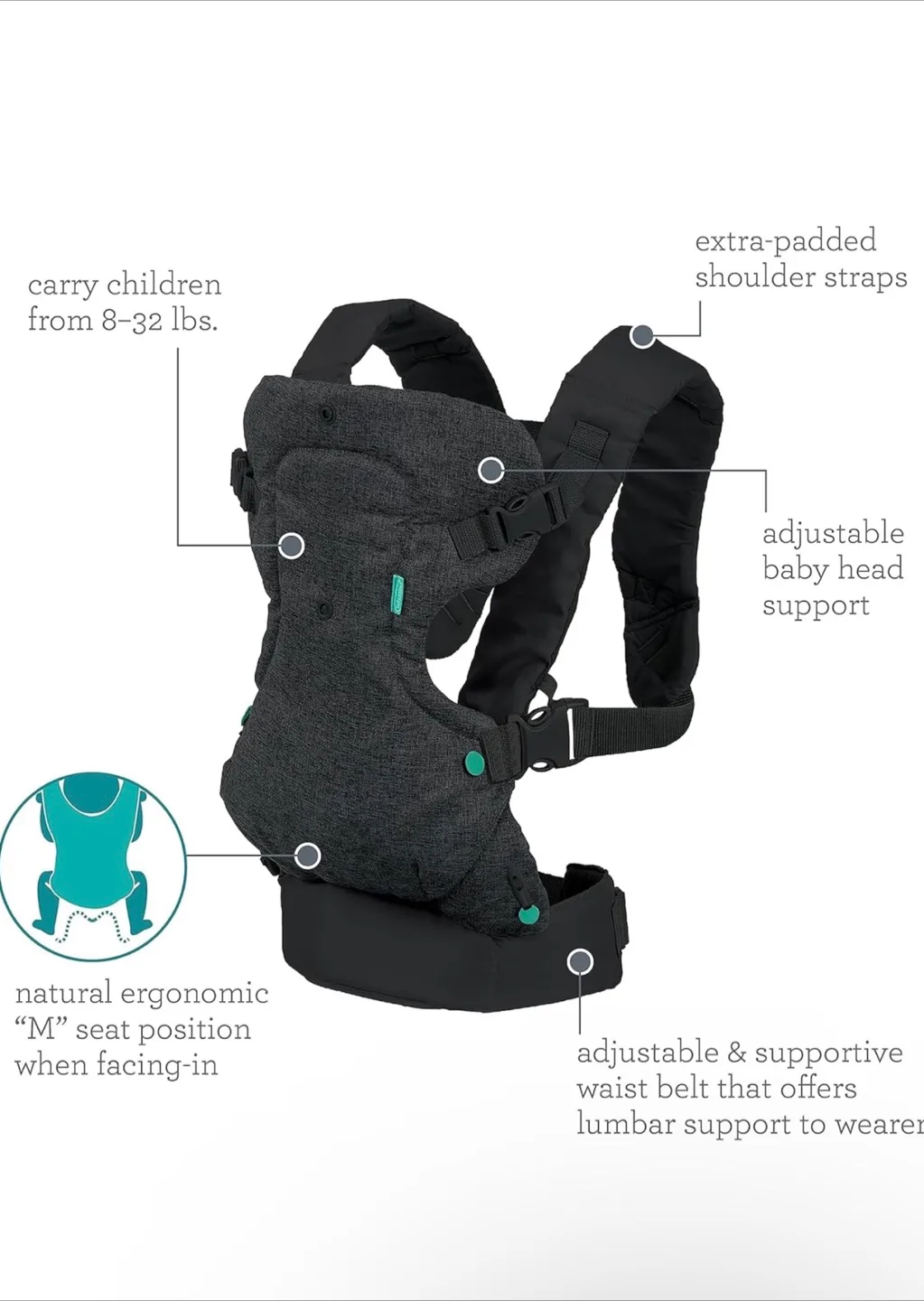Infantino Flip Advanced 4-in-1 Baby Carrier - Black image indicator(10)