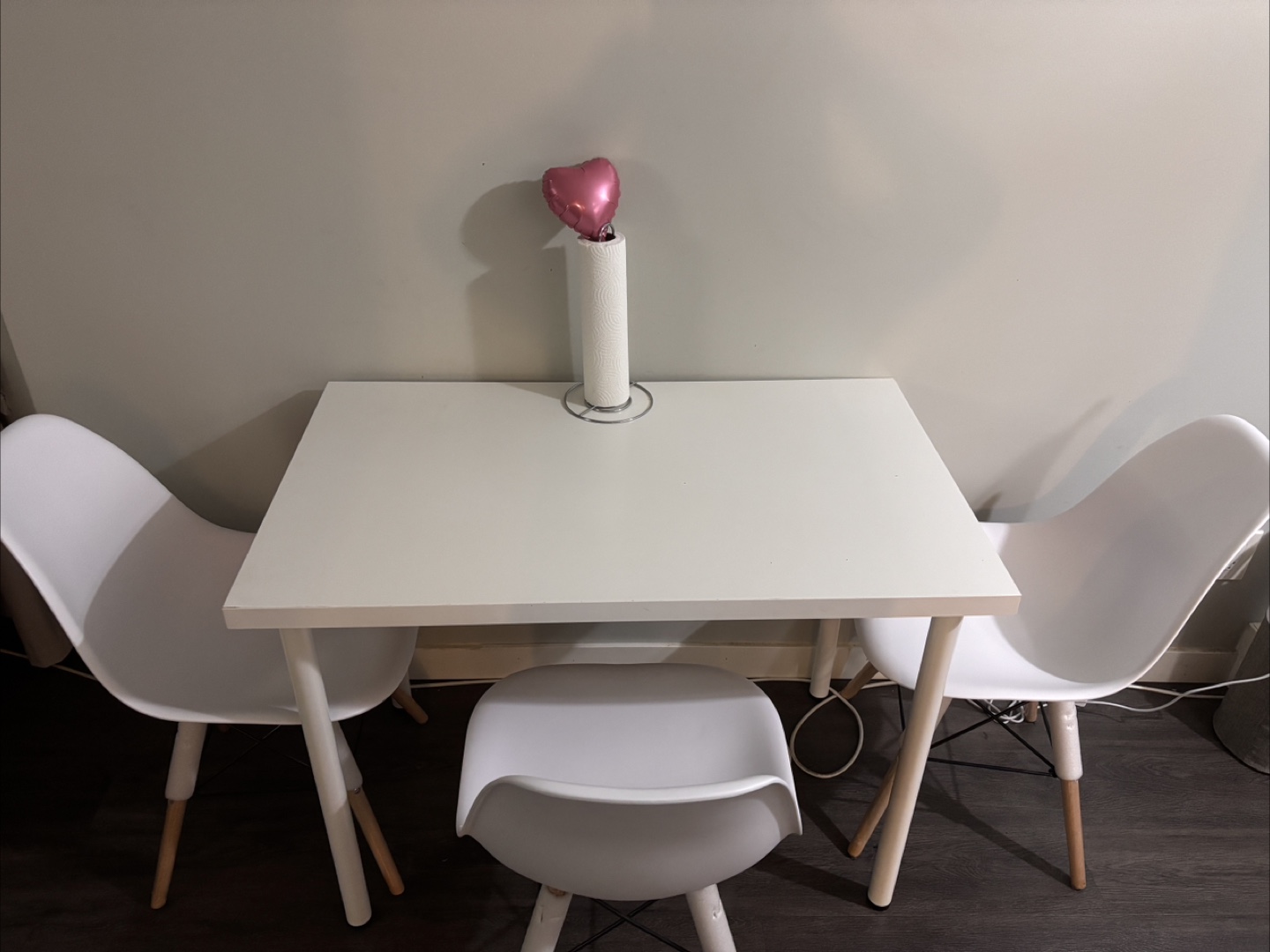 White Kitchen Table and Three Chairs Set - photo 2