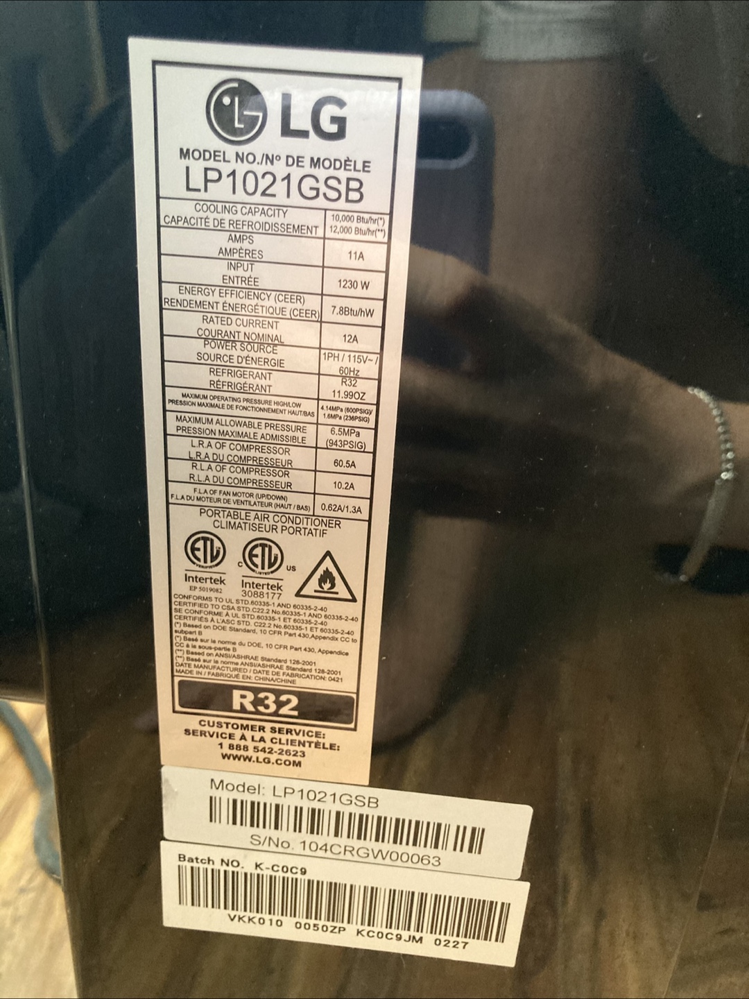 LG Electronics 12,000 BTU Portable Air Conditioner with Remote - photo 2