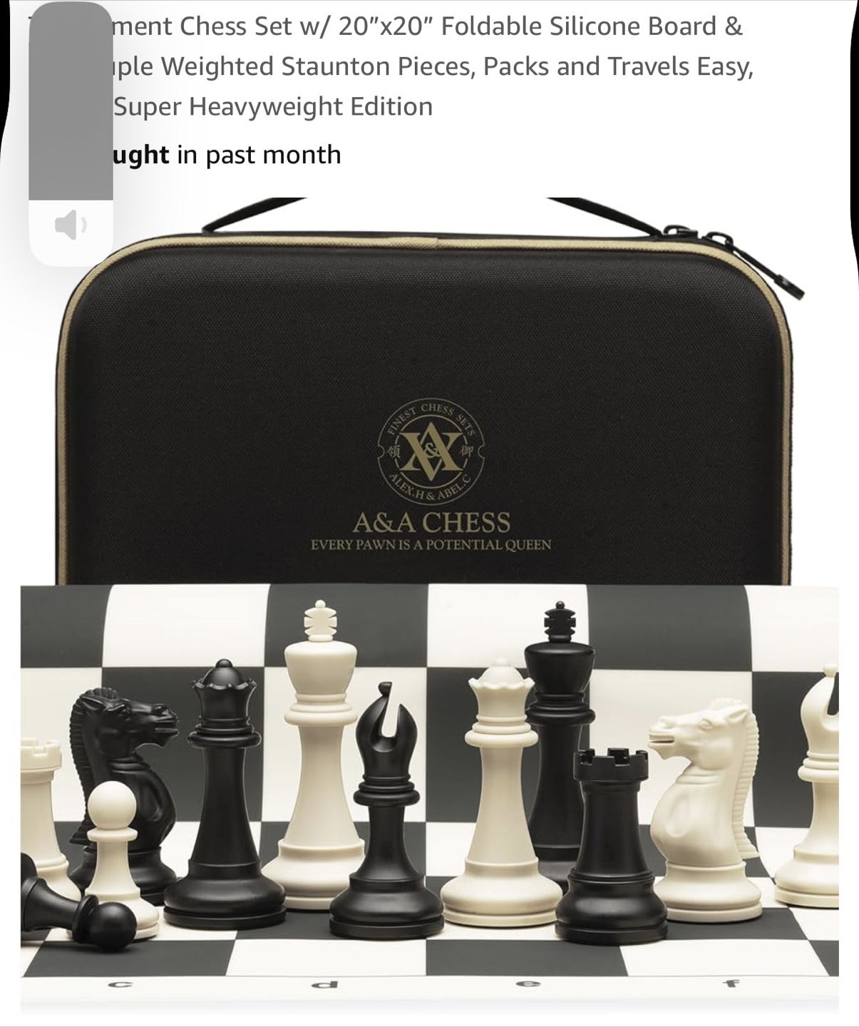 A&A Chess Tournament Set - 20"x20" Foldable Silicone Board - photo 2