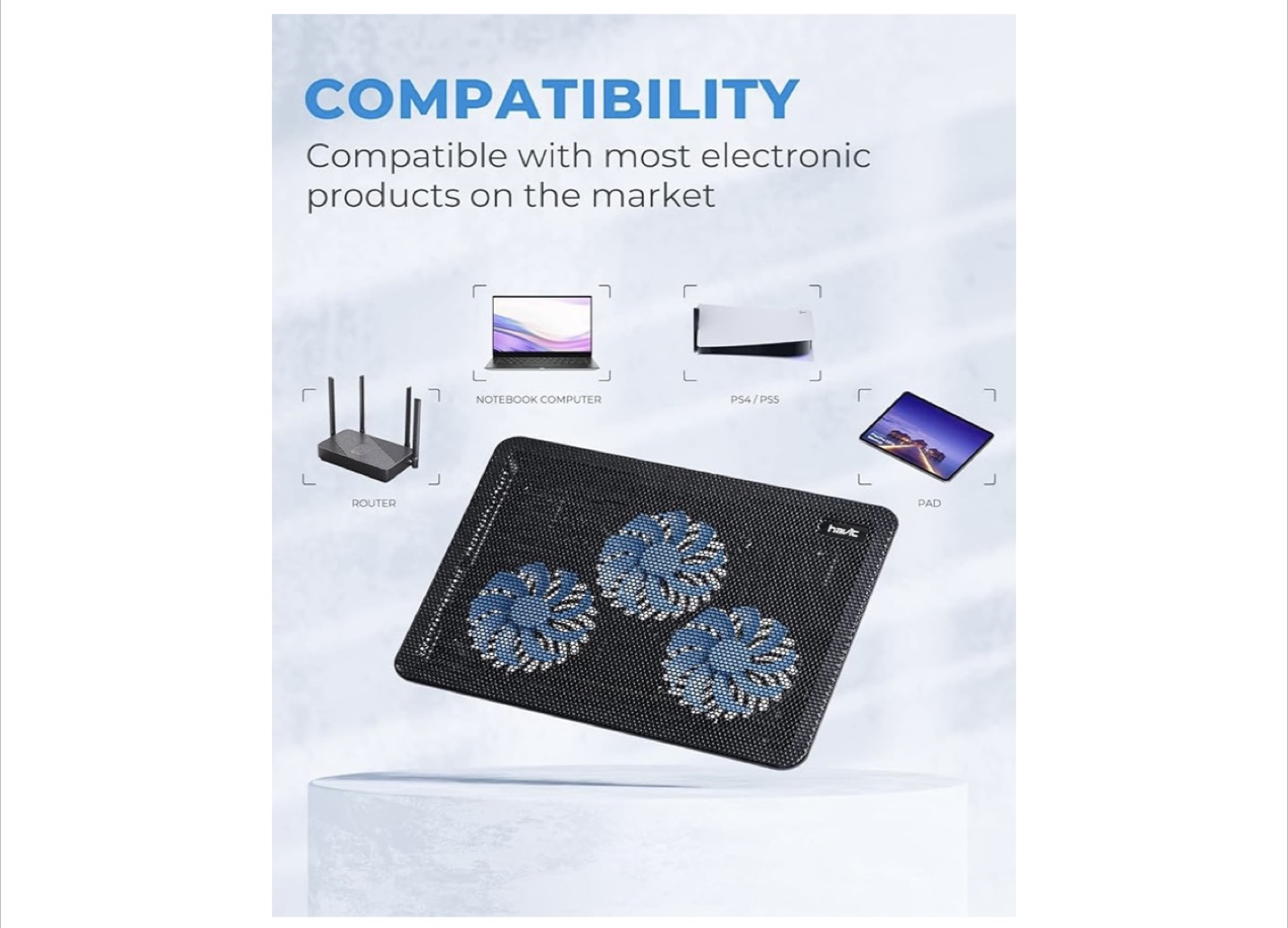 Havit Cooling Pad fully compatible with laptops up to 17 inch. - photo 4