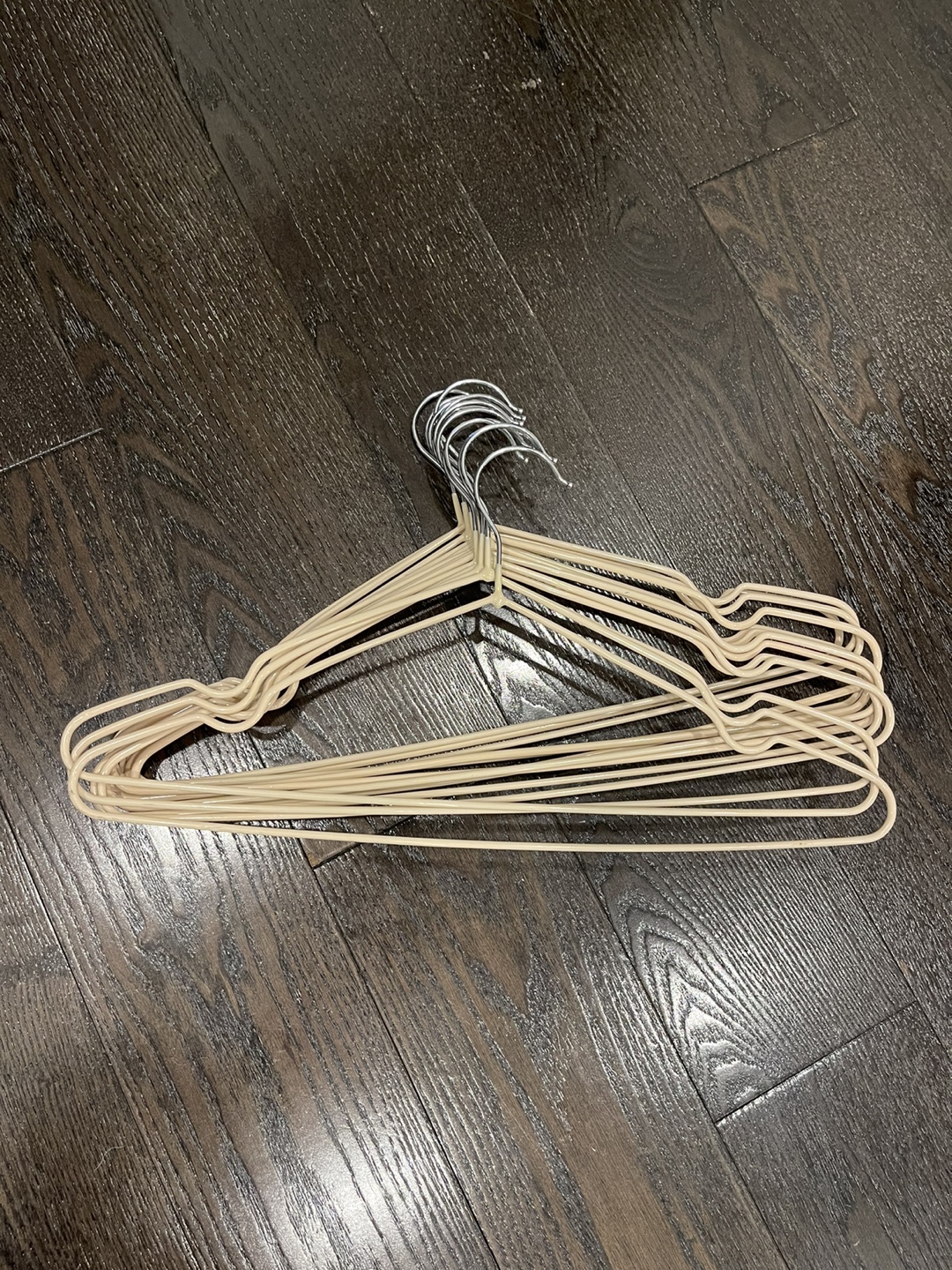 Bulk lot of beige wire hangers, 13 pcs