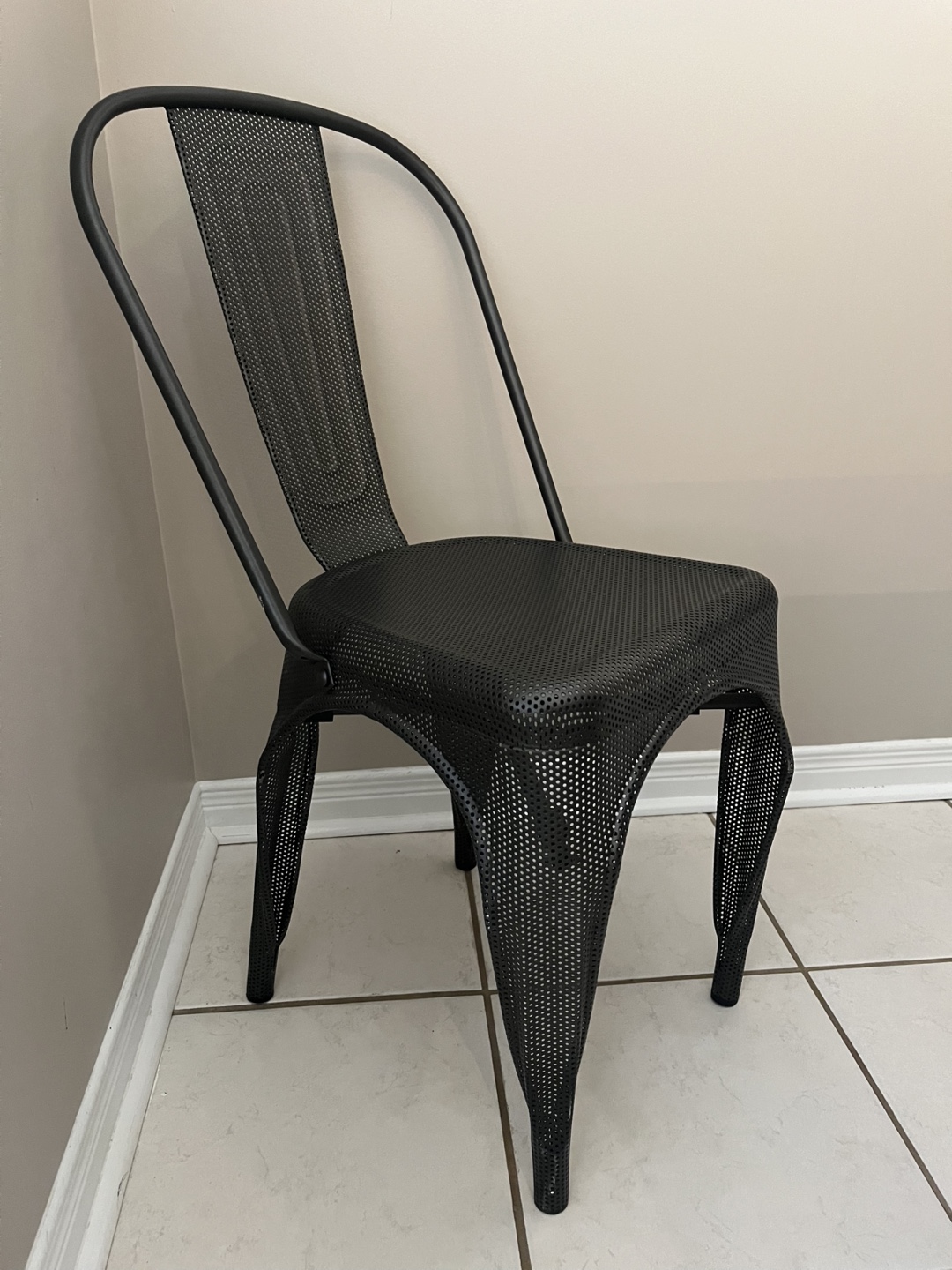 Pair of Black Metal Dining Chairs - photo 2