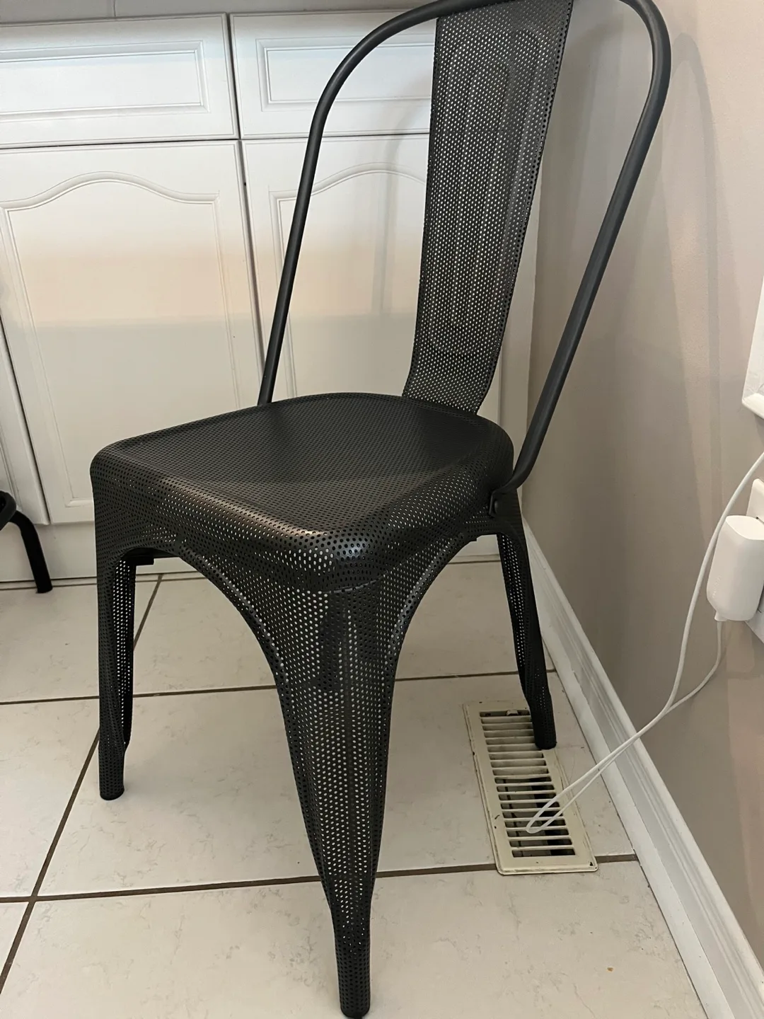 Pair of Black Metal Dining Chairs thumbnail
