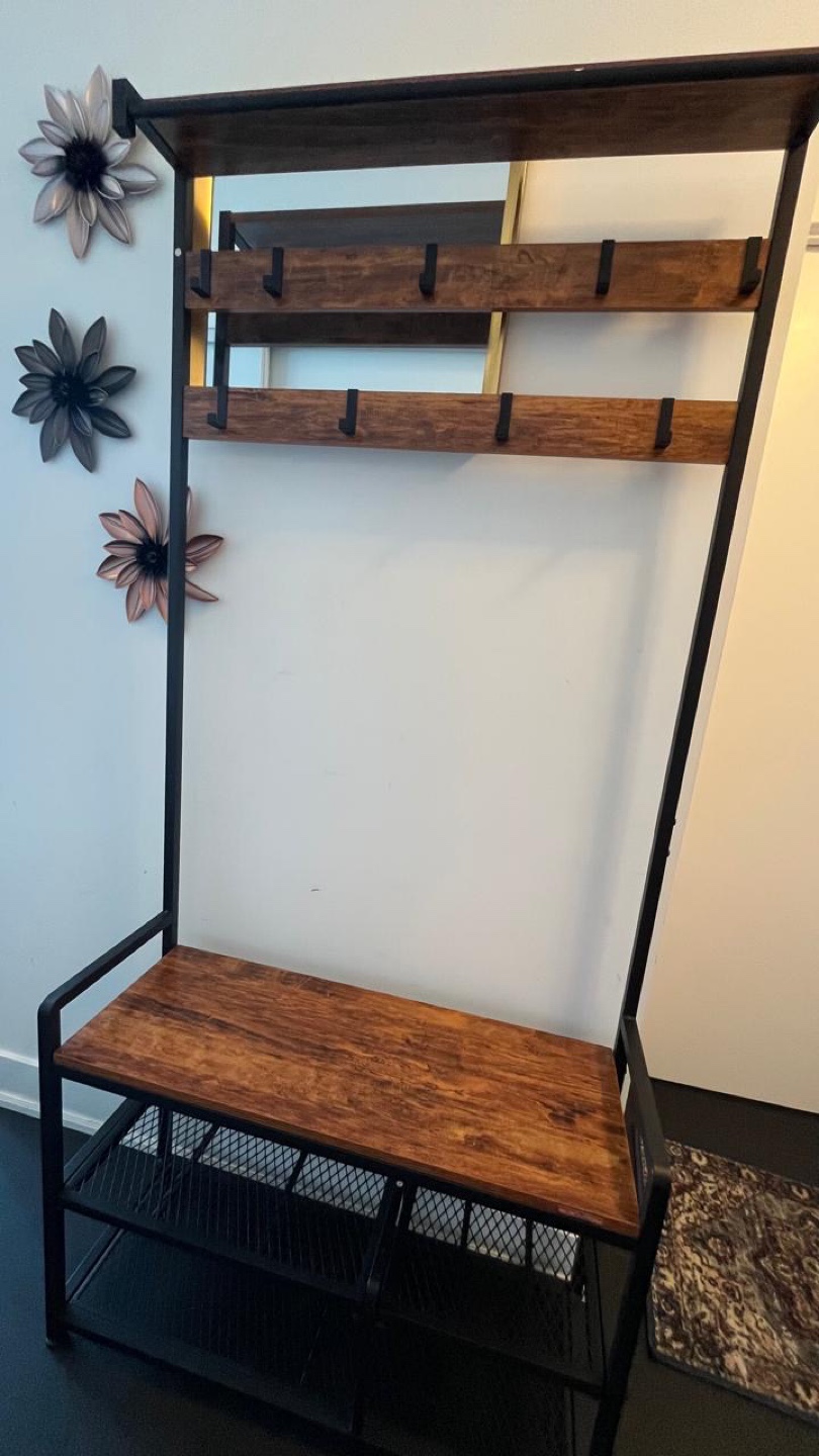 Shoe Rack with Coat hanger and sitting bench - photo 2