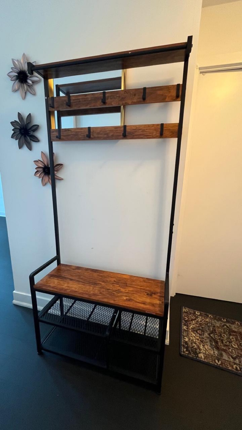Shoe Rack with Coat hanger and sitting bench - photo 3
