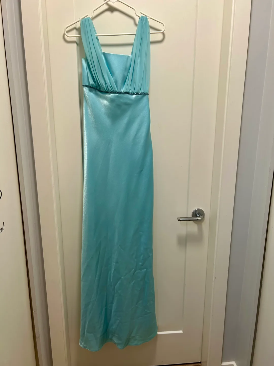 Light Blue Satin Long Prom Dress Size Small thumbnail