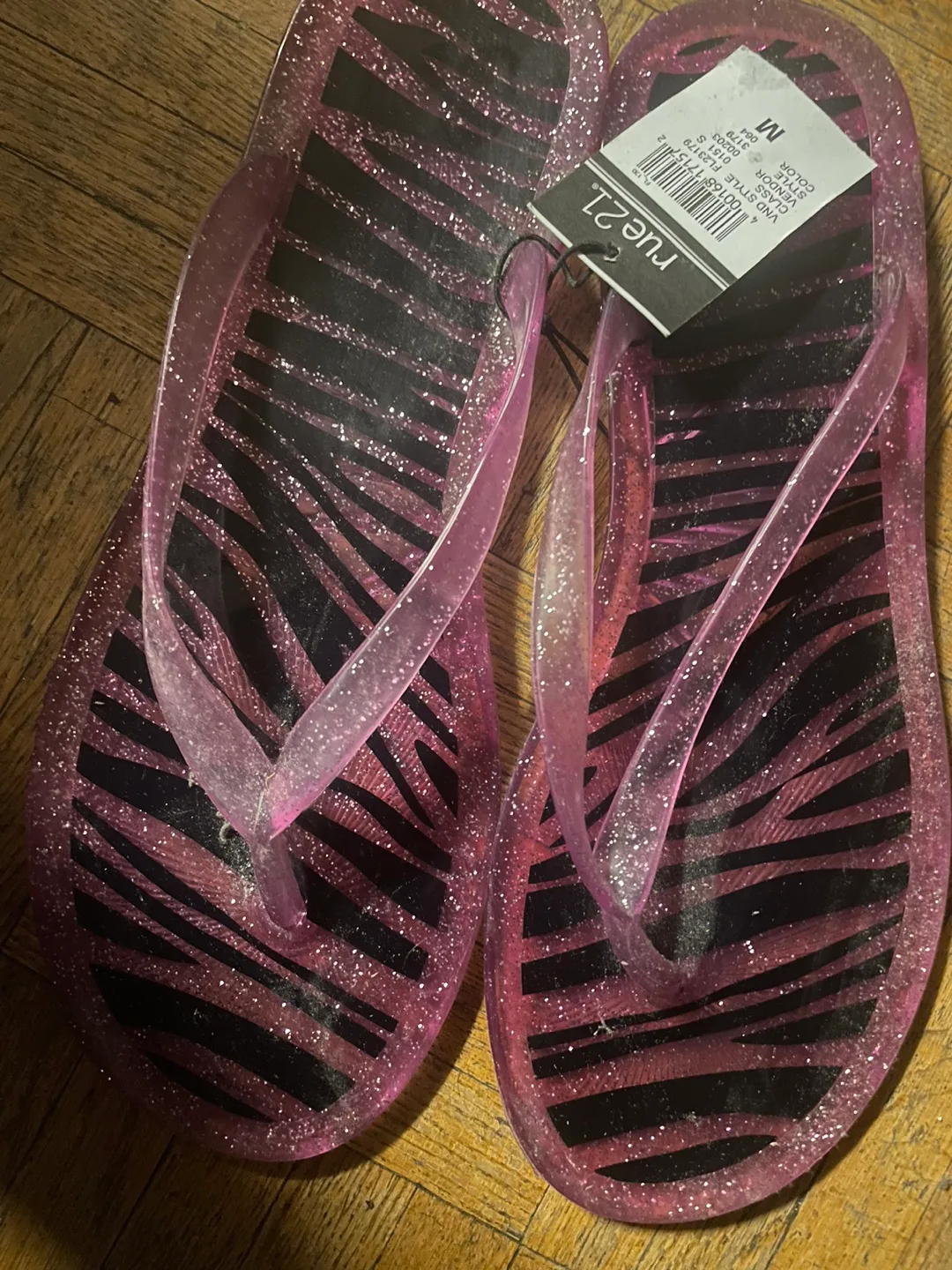 Nue21 Glitter Zebra Print Flip Flops thumbnail