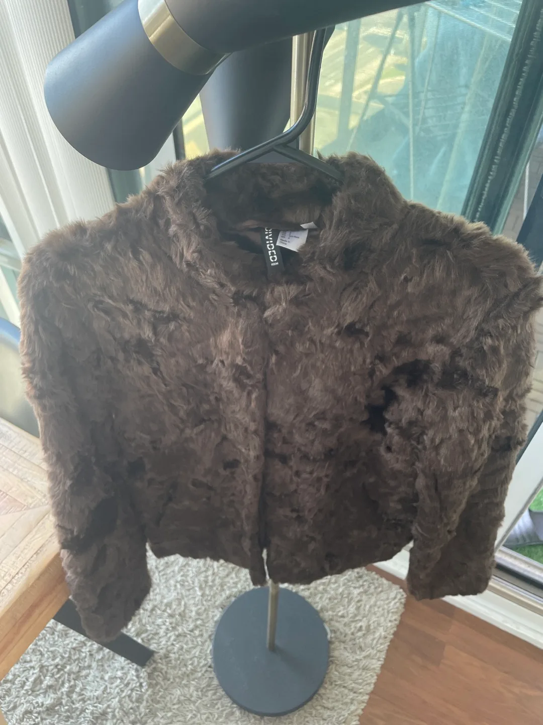 H&M Brown Faux Fur Jacket - Size Small thumbnail