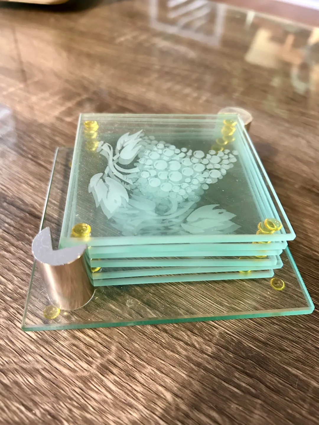 Glass Coasters with Grape Design thumbnail