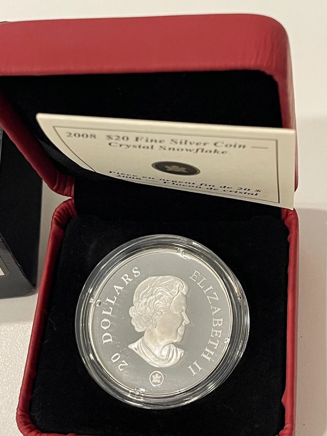2008 Royal Canadian Mint $20 Fine Silver Crystal Snowflake Coin image indicator(4)