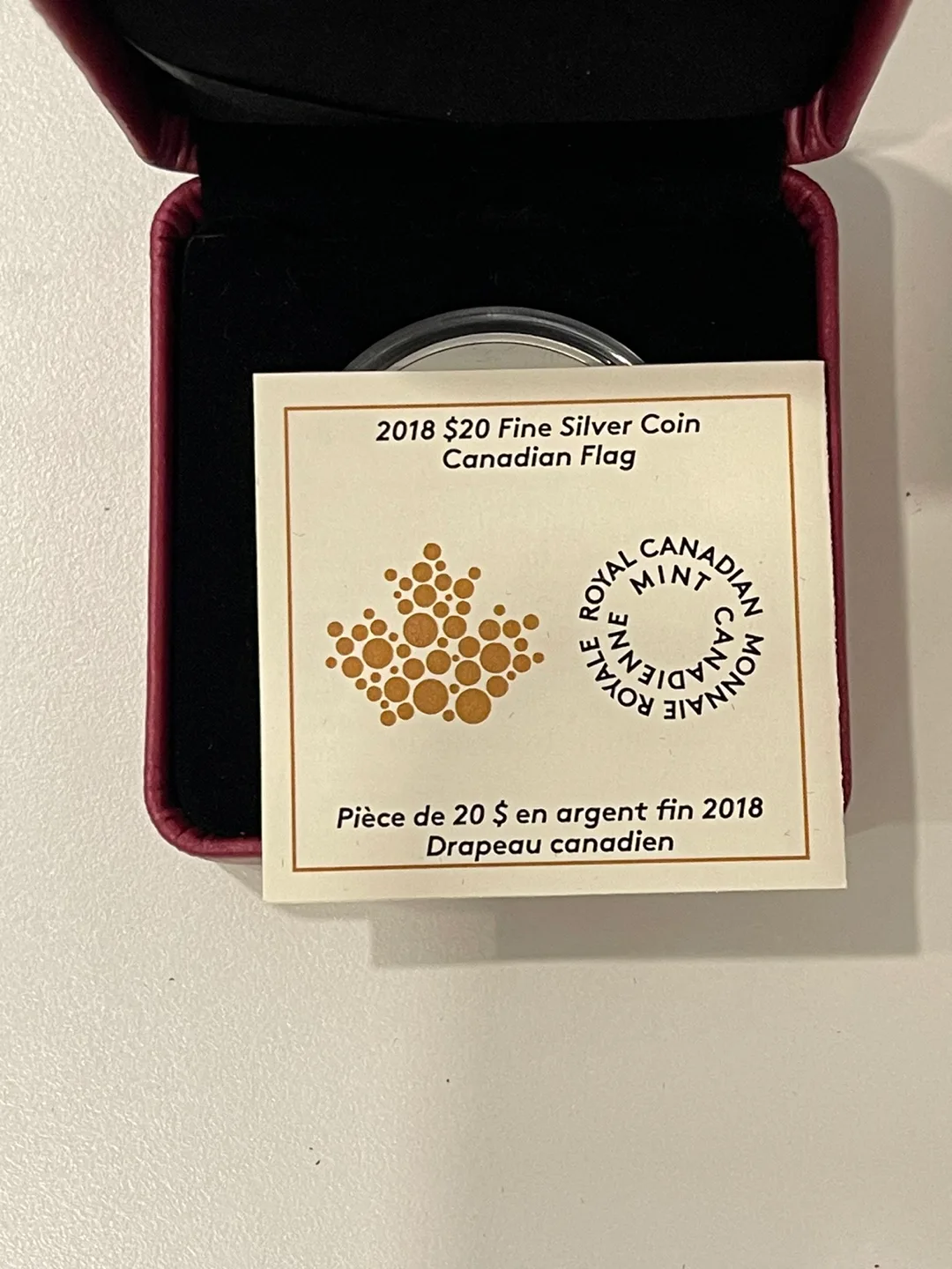 2018 $20 Canadian Fine Silver Coin - Canadian Flag image indicator(5)