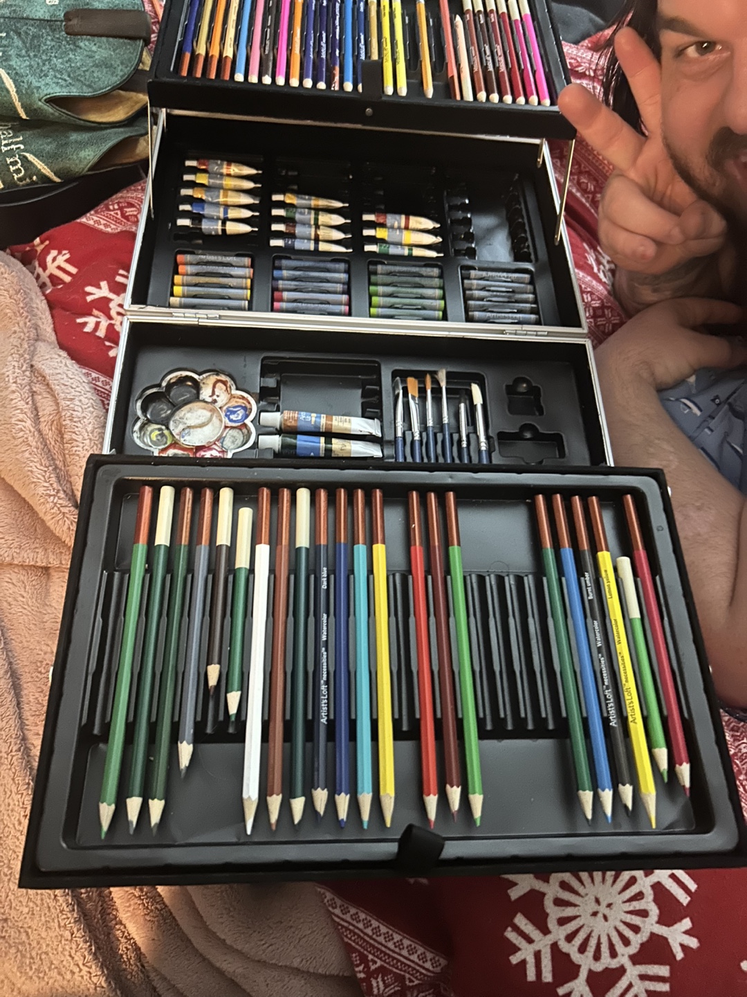 Large Artist's Carry Case with Pencils, Paints, and Brushes - photo 2