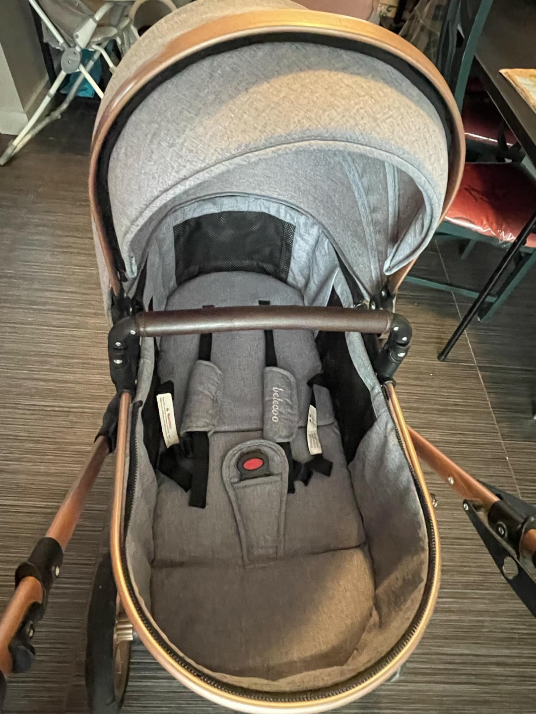 Baby Stroller - Rose Gold Frame & Grey Fabric - photo 2