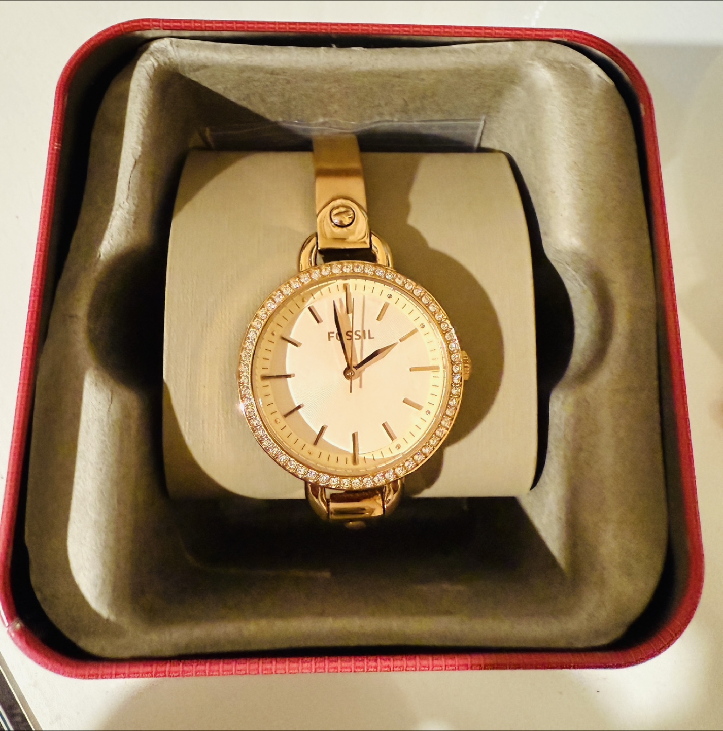 Fossil Women's Rose Gold Watch with Crystal Accents