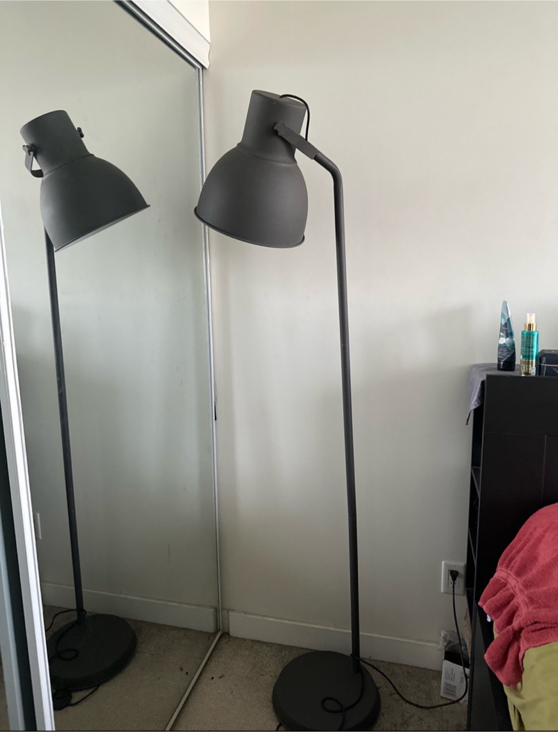 IKEA Dark Grey Adjustable Floor Lamp - Extra Light bulb included