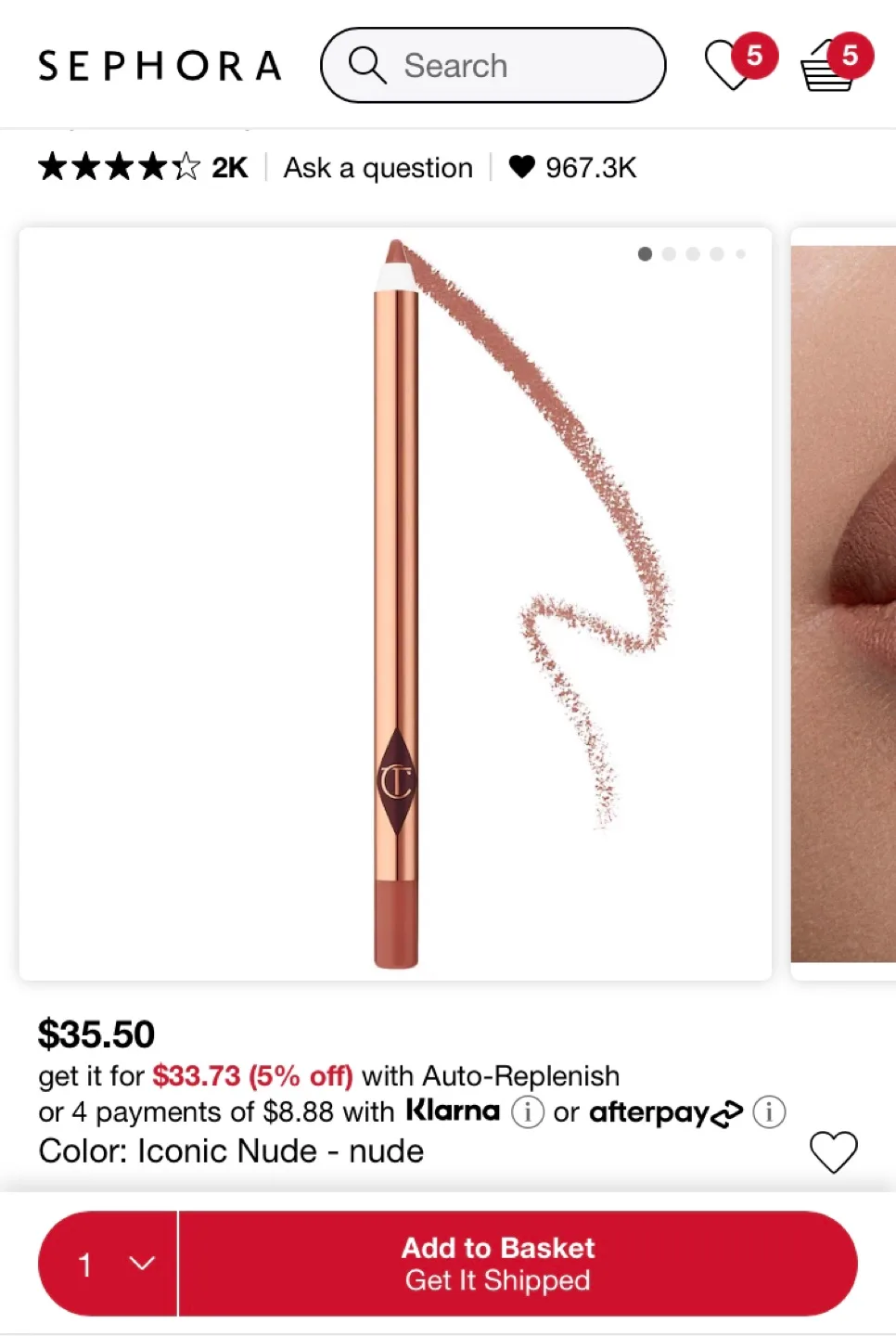 Charlotte Tilbury Lip Cheat Lip Liner - Iconic Nude image indicator(4)