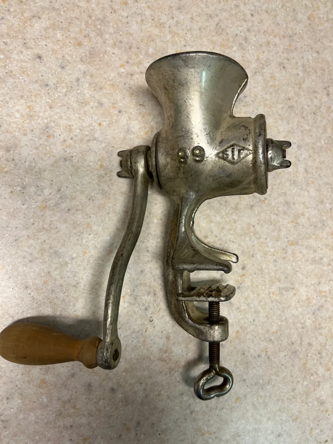 1950s SIF 99 Hand Crank Table Meat Grinder : Made in England image indicator(6)