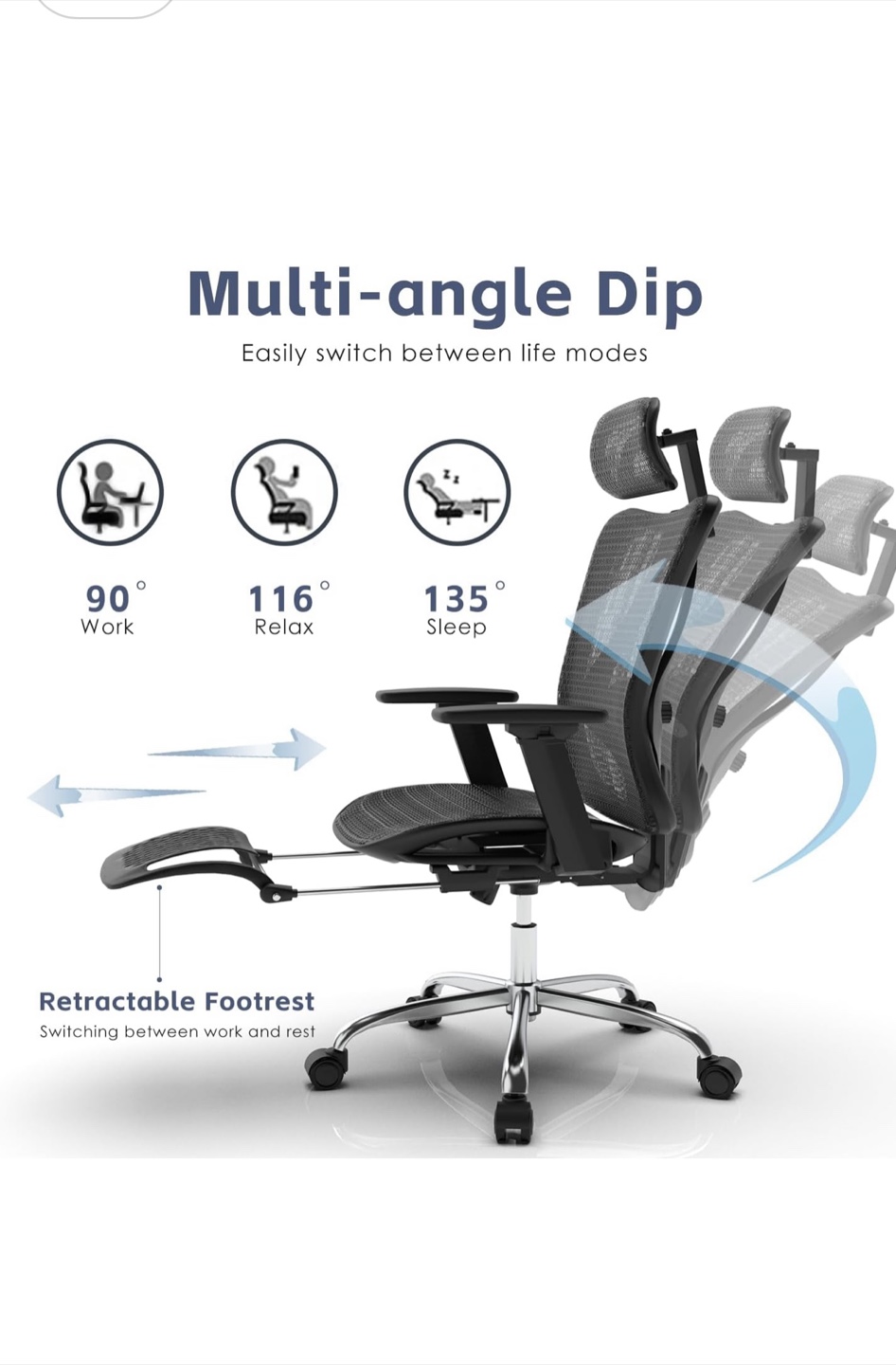 Multi-Adjustable Ergonomic Office Chair with Footrest - photo 5