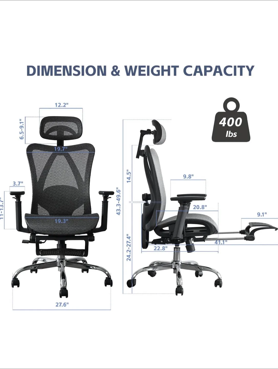 Multi-Adjustable Ergonomic Office Chair with Footrest image indicator(2)