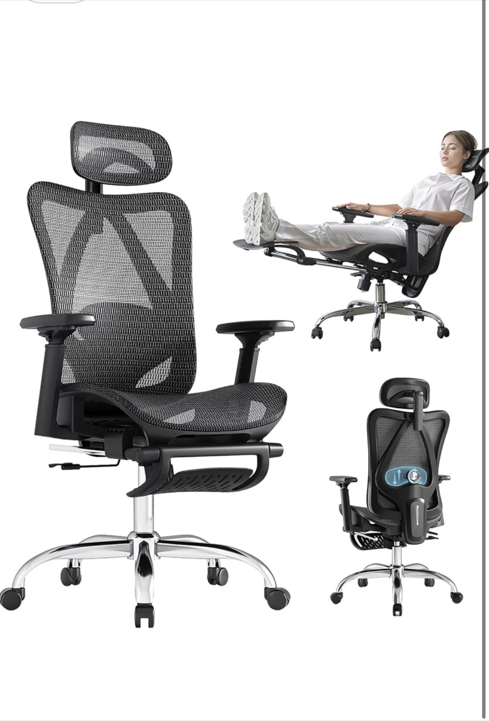 Multi-Adjustable Ergonomic Office Chair with Footrest