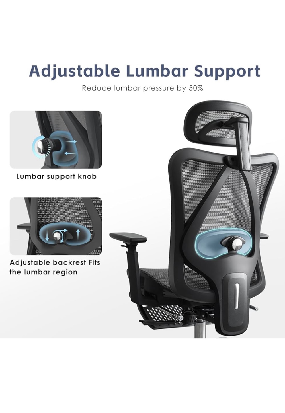 Multi-Adjustable Ergonomic Office Chair with Footrest - photo 4