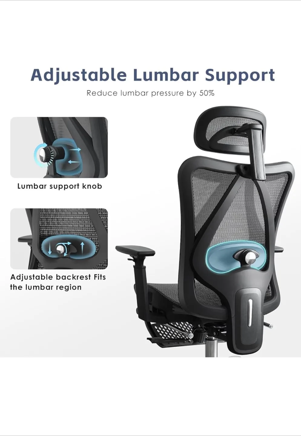 Multi-Adjustable Ergonomic Office Chair with Footrest image indicator(4)