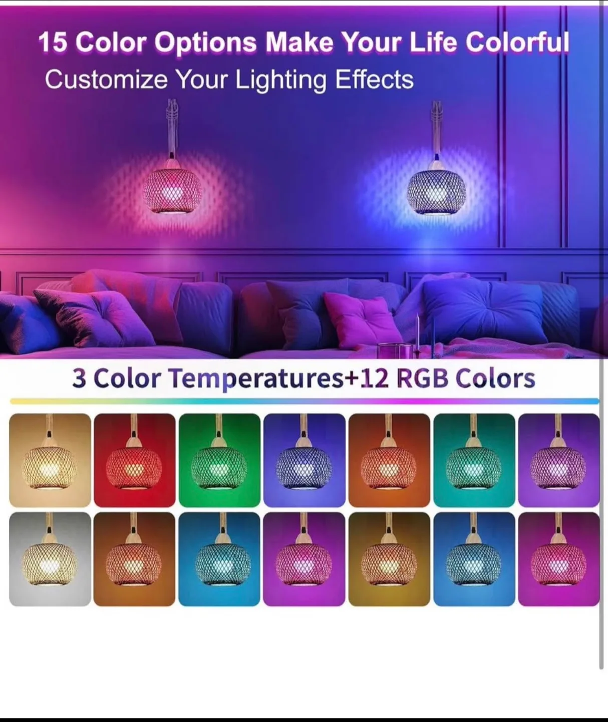 Bamboo Woven Battery operated pendant Wall Lamp with Remote image indicator(4)