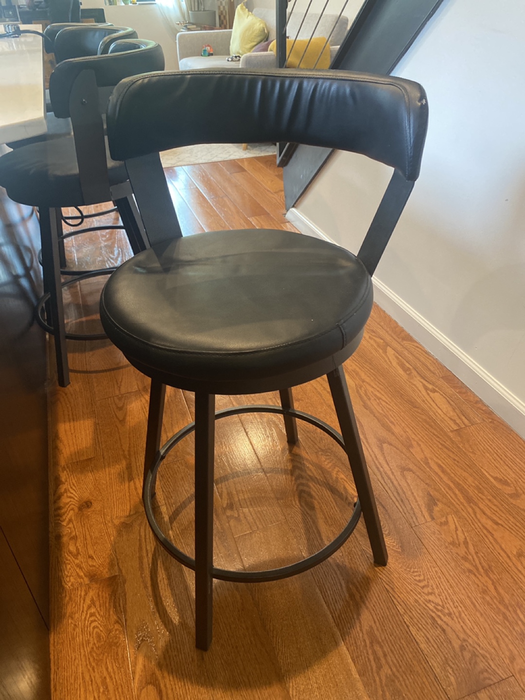 4 Black Leather Bar Stool