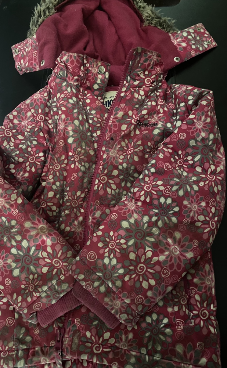 OshKosh B'Gosh Girls' Pink Floral Winter Jacket - Size 6