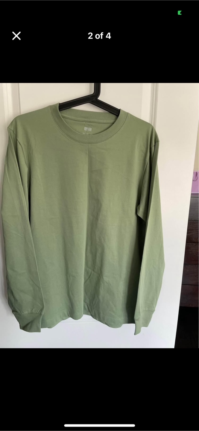 Uniqlo Olive Green Long-Sleeve T-Shirt - photo 3