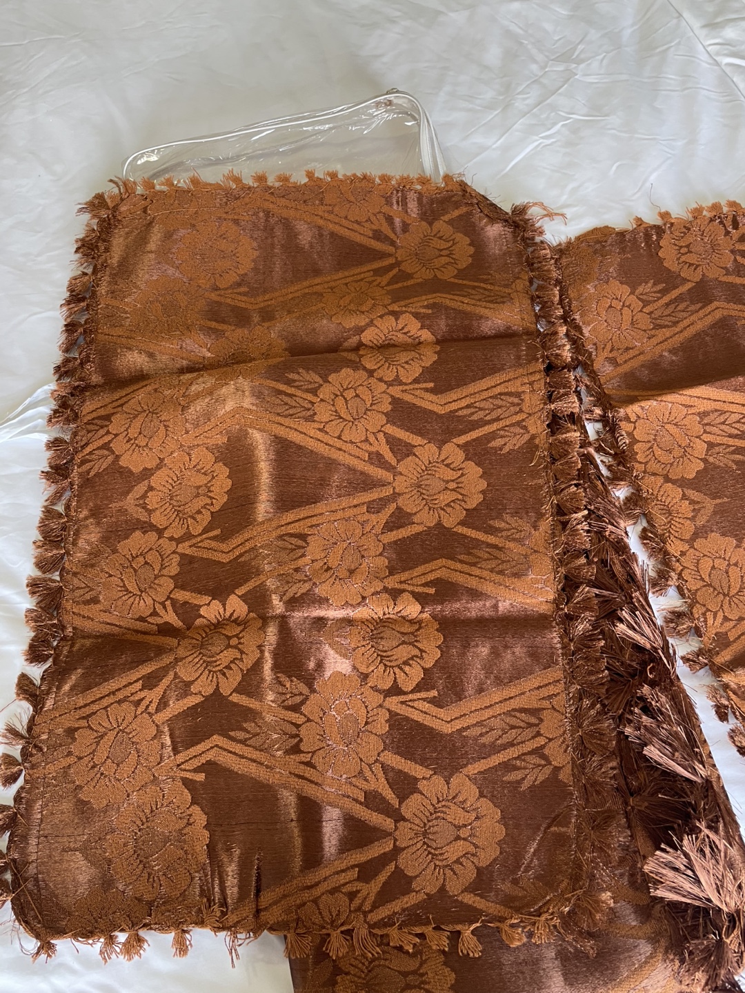 Brown Floral Pillow Shams with Tassels
