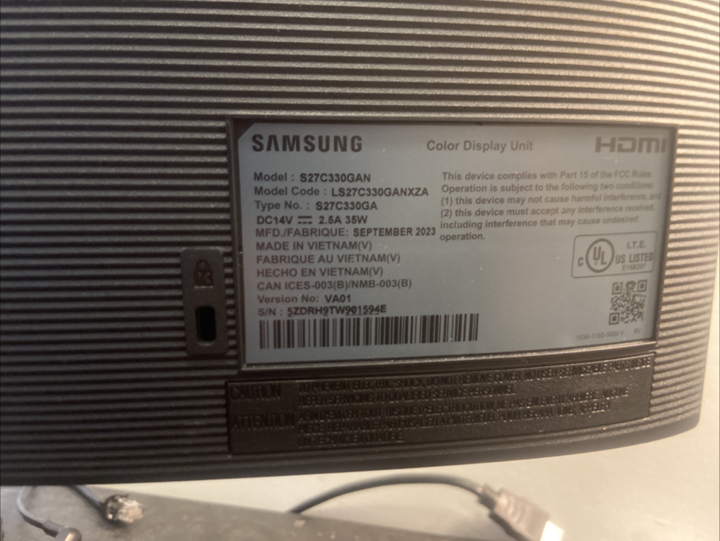 Samsung 27-inch Monitor - S27C350GAN - photo 2