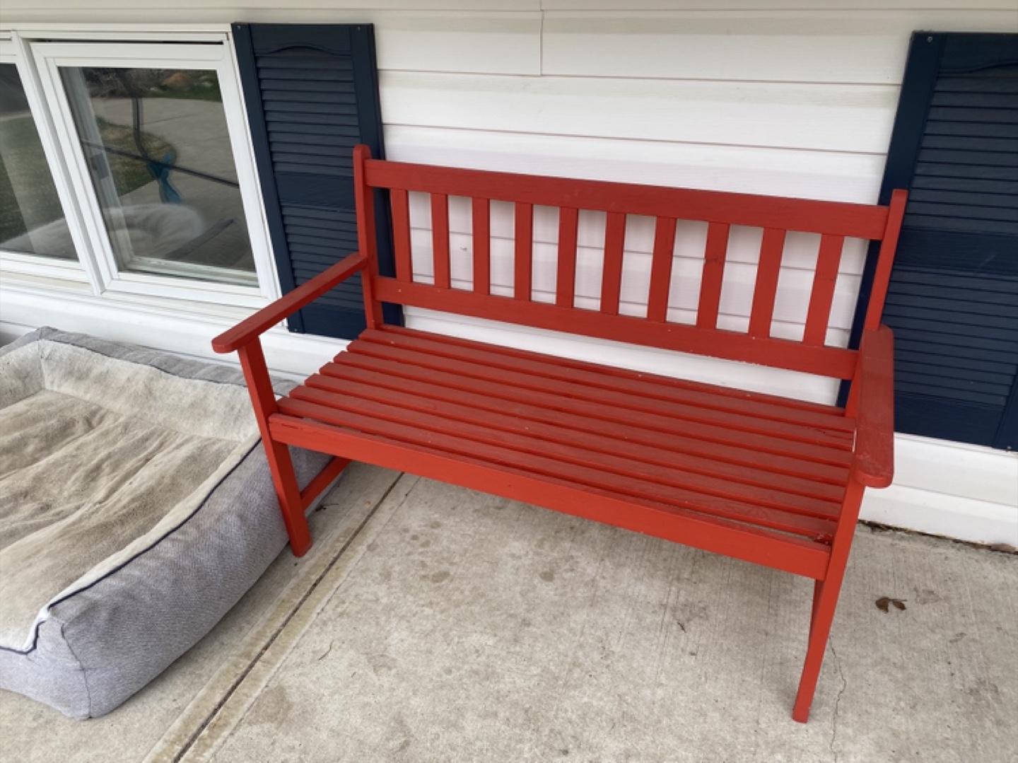 Red Wooden Outdoor Bench