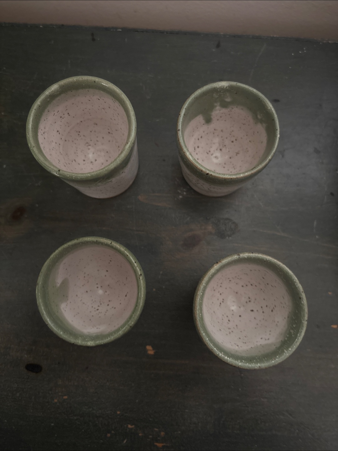 (4) Vintage Speckled Ceramic Shot Glasses - photo 3
