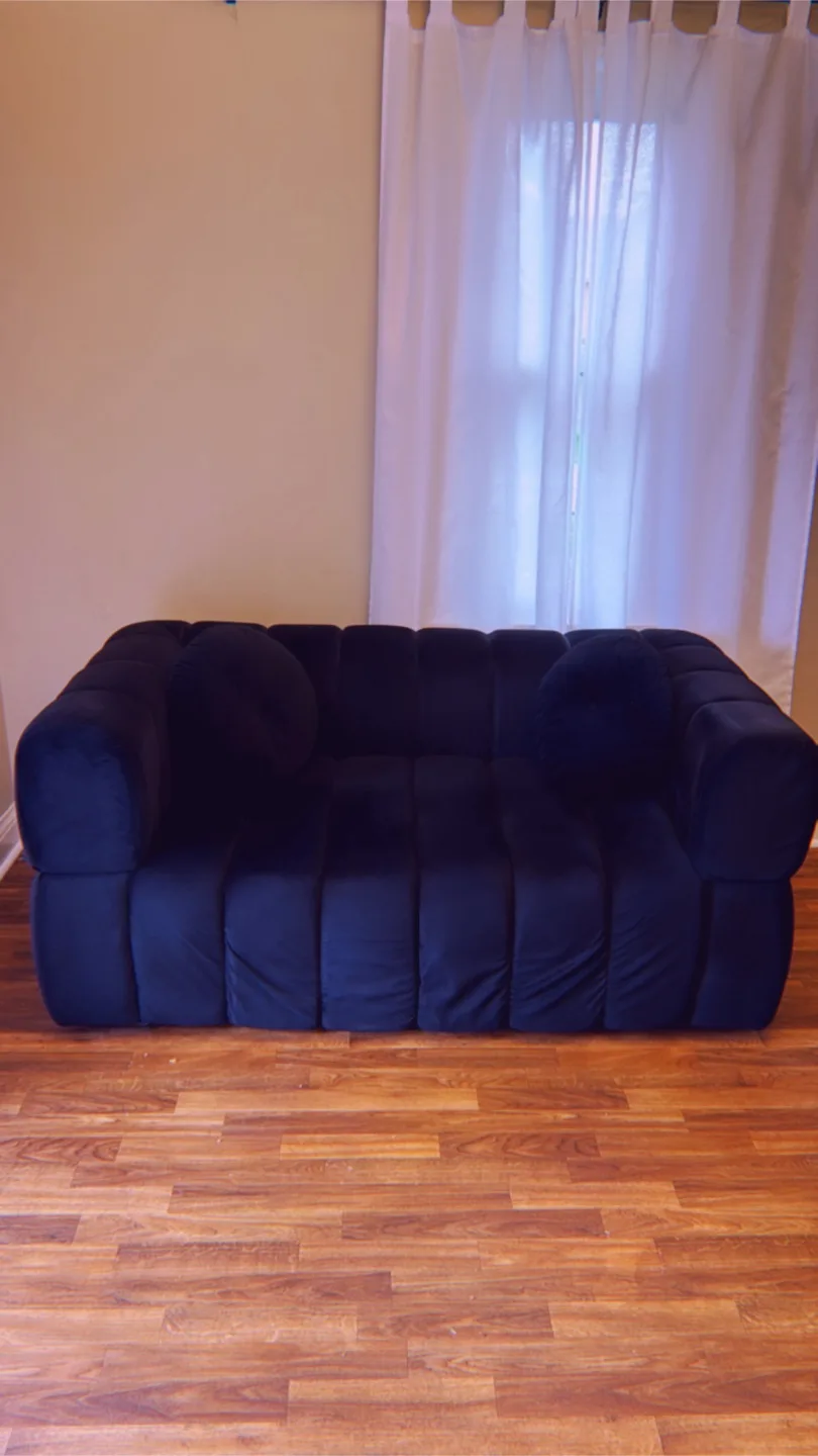 Velvet Channel Tufted Sofa image indicator(2)