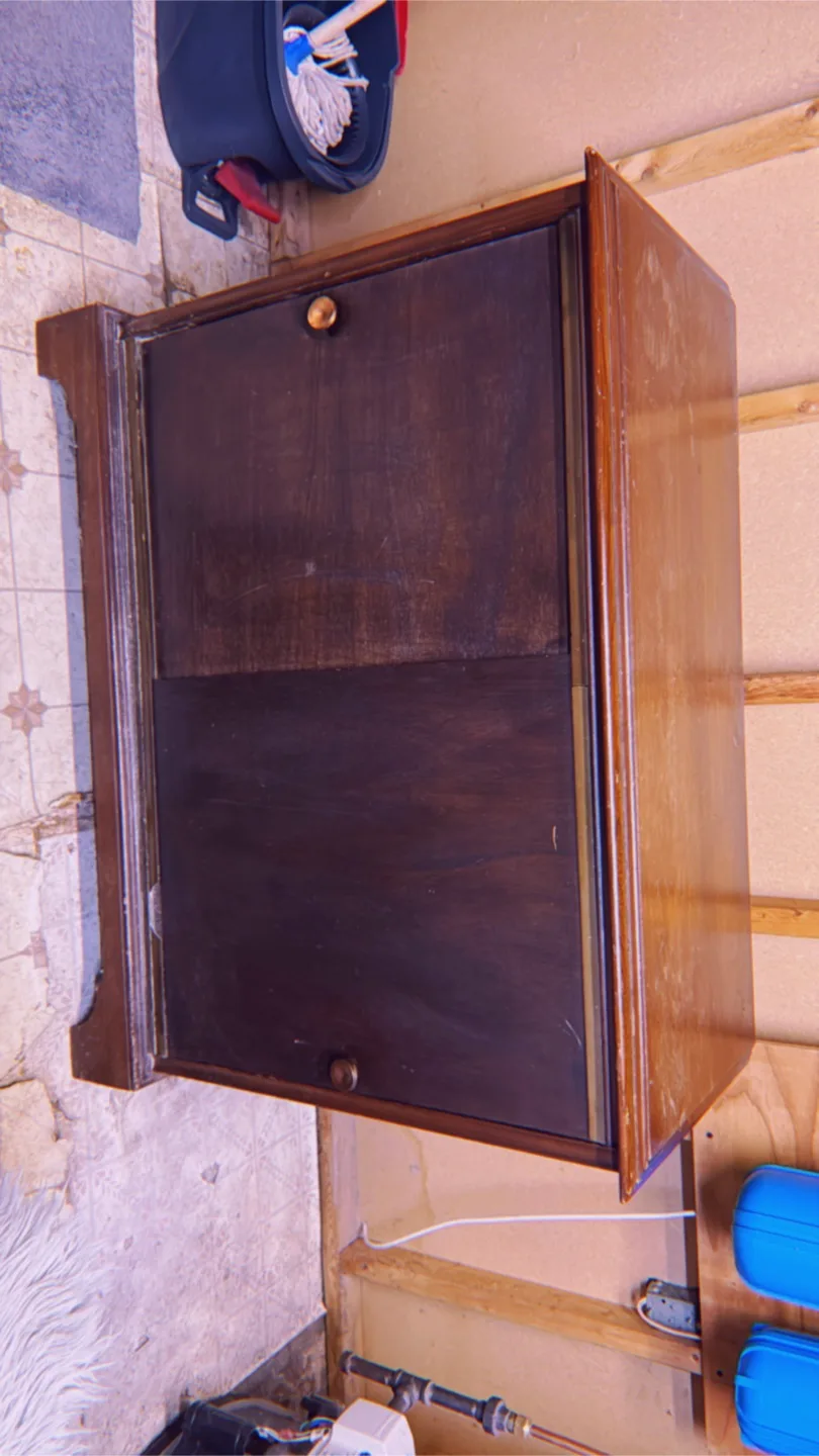 Vintage Wooden Cabinet with Sliding Doors image indicator(2)