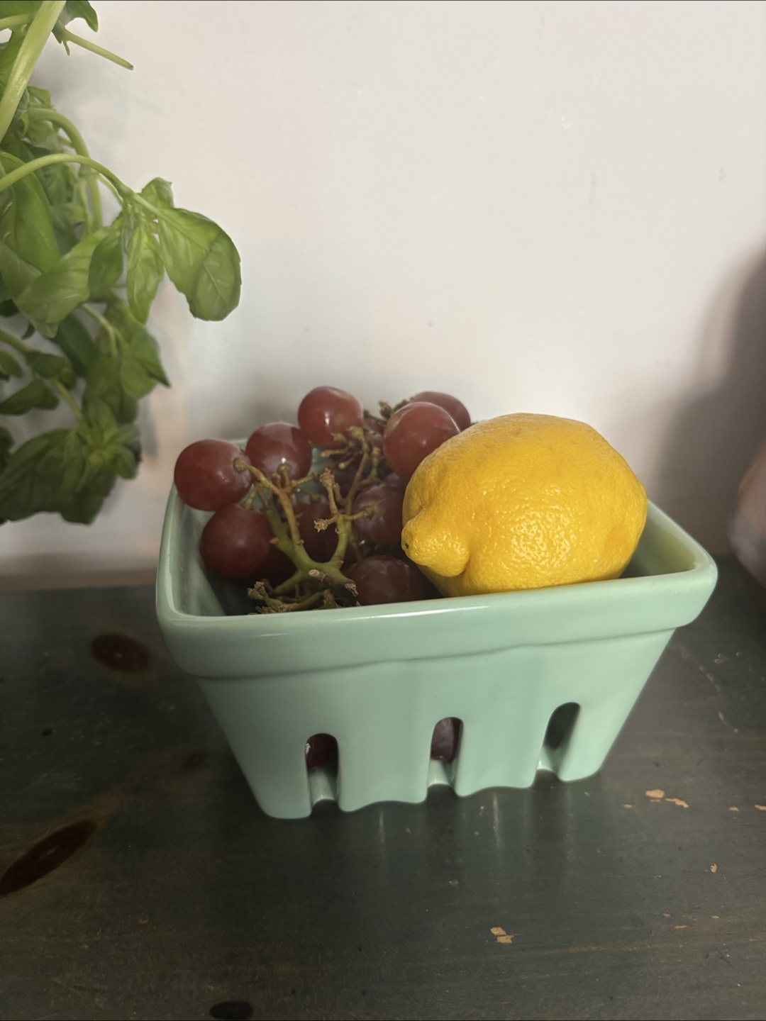 “Fish’s Eddy” Ceramic Berry Basket - Mint Green