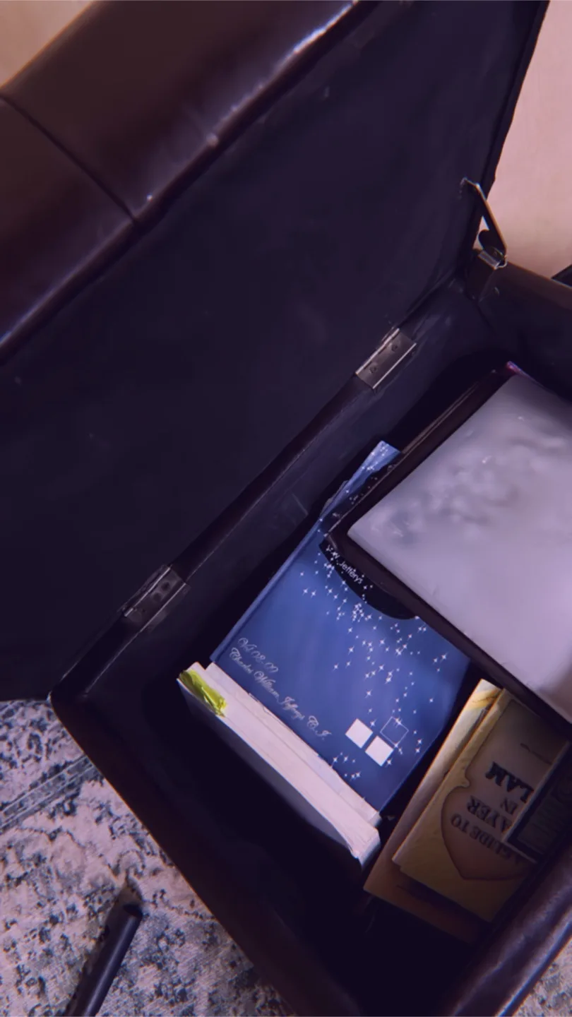 Black Leather Storage Ottoman image indicator(3)